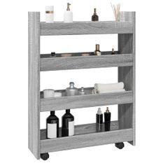 Chariot de rangement étroit 4 niveaux sonoma gris