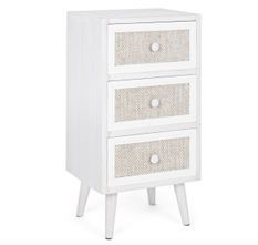 Chiffonnier 3 tiroirs MONTIEL – Bois & tissu lin