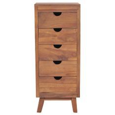 Chiffonnier 5 tiroirs 40x30x100 cm Bois de teck massif