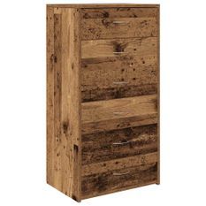 Chiffonnier avec 6 tiroirs vieux bois 50x34x96 cm bois d'ingénierie