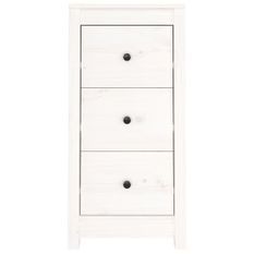 Chiffonnier Blanc 40x35x80 cm Bois massif de pin 2