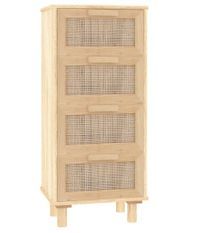 Chiffonnier en bois avec 4 tiroirs en Rotin naturel 40 cm - Modèle Kaliga