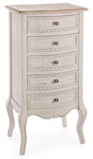 Chiffonnier en bois de paulownia blanc 5 tiroirs Jara L 48 cm
