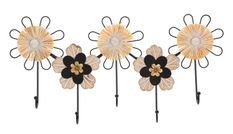 Cintre mural en fer, bois et raphia, 61 x 5,5 x 30,5 cm