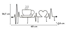 Cintre mural noir pour petit-déjeuner, 60 x 3,8 x 26,7 cm
