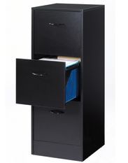 Classeur 3 tiroirs dossiers suspendus noir Office H109 cm