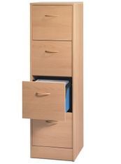 Classeur 4 tiroirs dossiers suspendus bois clair Office H140 cm