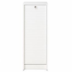 Classeur à rideau blanc BOSTA 104 cm – Meuble de rangement sécurisé 5 niches avec serrure