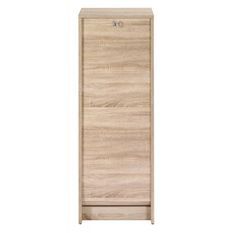 Classeur à rideau chêne clair BOSTA 104 cm – Meuble de rangement sécurisé 5 niches avec serrure