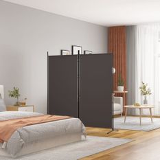 Cloison de séparation 2 panneaux Marron 175x180 cm Tissu