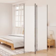 Cloison de séparation 3 panneaux Blanc 150x220 cm Tissu