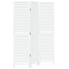 Cloison de séparation 3 panneaux blanc bois de paulownia massif