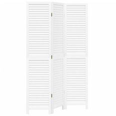 Cloison de séparation 3 panneaux blanc bois de paulownia massif