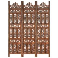Cloison de séparation 3 panneaux Marron 120x165cm Bois manguier