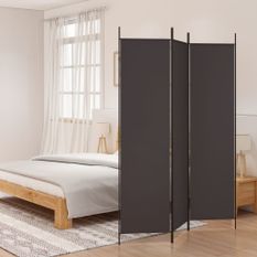 Cloison de séparation 3 panneaux Marron 150x200 cm Tissu