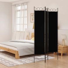 Cloison de séparation 3 panneaux Noir 120x200 cm Tissu