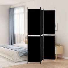 Cloison de séparation 3 panneaux Noir 150x220 cm Tissu