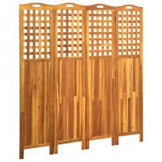 Cloison de séparation 4 panneaux 161x2x170 cm Bois d'acacia