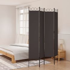 Cloison de séparation 4 panneaux Marron 160x220 cm Tissu