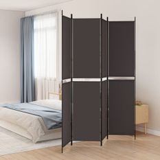 Cloison de séparation 4 panneaux Marron 200x220 cm Tissu