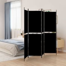 Cloison de séparation 4 panneaux Noir 200x200 cm Tissu