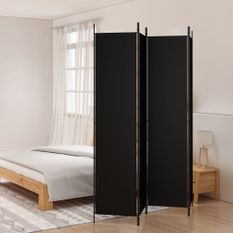 Cloison de séparation 4 panneaux Noir 200x220 cm Tissu