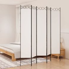 Cloison de séparation 5 panneaux Blanc 200x220 cm Tissu