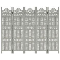 Cloison de séparation 5 panneaux Gris 200x165 cm Bois manguier 2