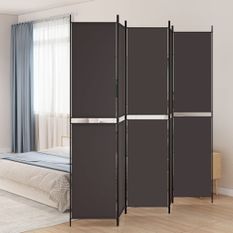 Cloison de séparation 5 panneaux Marron 250x220 cm Tissu