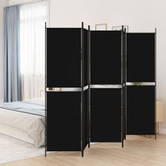 Cloison de séparation 5 panneaux Noir 250x200 cm Tissu