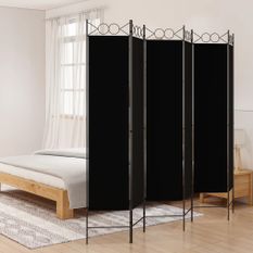 Cloison de séparation 6 panneaux Noir 240x200 cm Tissu