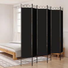 Cloison de séparation 6 panneaux Noir 240x220 cm Tissu