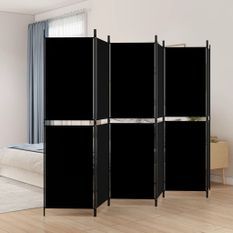 Cloison de séparation 6 panneaux Noir 300x180 cm Tissu