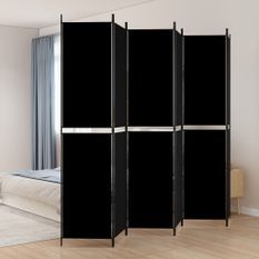 Cloison de séparation 6 panneaux Noir 300x220 cm Tissu