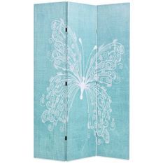 Cloison de séparation pliable 120 x 170 cm Papillon Bleu