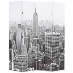 Cloison de séparation pliable 160x170 cm New York Noir et blanc