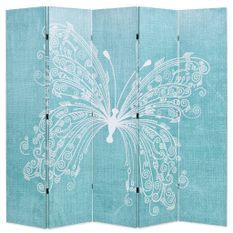 Cloison de séparation pliable 200 x 170 cm Papillon Bleu