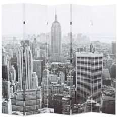 Cloison de séparation pliable 200x170 cm New York Noir et blanc