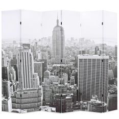 Cloison de séparation pliable 228x170 cm New York Noir et blanc