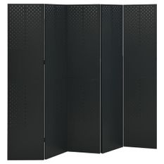 Cloisons de séparation 5 panneaux 2 pcs Noir 200x180 cm Acier