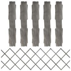 Clôture à treillis 5 pcs Gris Bois de sapin massif 180x60 cm