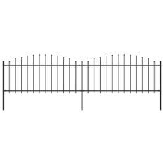 Clôture de jardin à dessus en lance Acier (0,5-0,75)x3,4 m Noir
