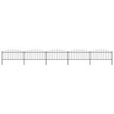 Clôture de jardin à dessus en lance Acier (0,5-0,75)x8,5 m Noir