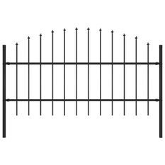 Clôture de jardin à dessus en lance Acier (0,75-1)x1,7 m Noir