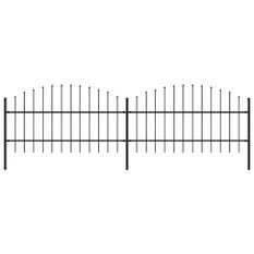 Clôture de jardin à dessus en lance Acier (0,75-1)x3,4 m Noir