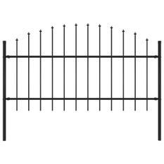 Clôture de jardin à dessus en lance Acier (1-1,25)x1,7 m Noir