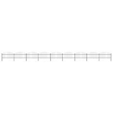 Clôture de jardin à dessus en lance Acier (1-1,25)x15,3 m Noir