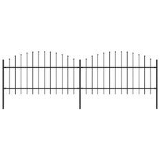 Clôture de jardin à dessus en lance Acier (1-1,25)x3,4 m Noir