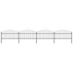 Clôture de jardin à dessus en lance Acier (1-1,25)x6,8 m Noir