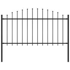 Clôture de jardin à dessus en lance Acier (1,25-1,5)x1,7 m Noir